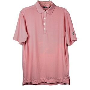 FootJoy Athletic Fit Golf Polo, Red and White Pinstripes, Chess Logo, Size Small